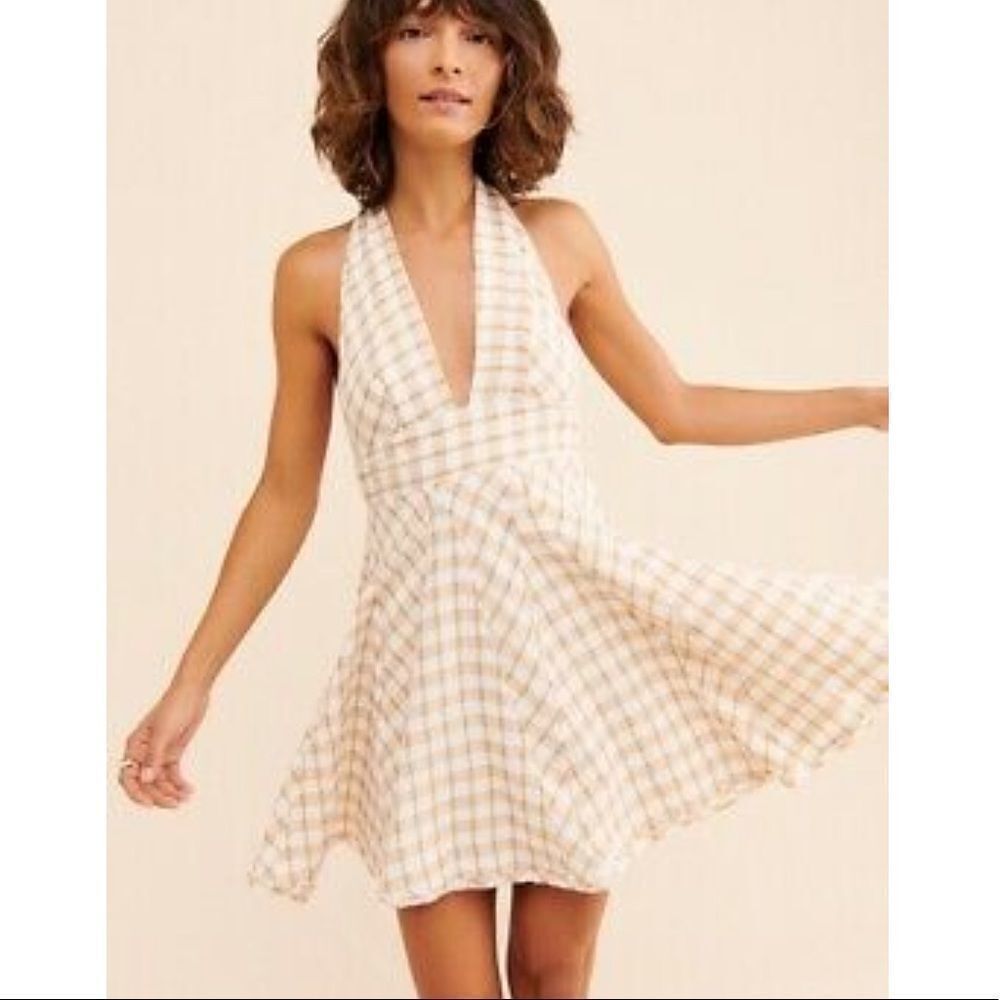 NWT Free People Do The Twist Mini Dress Tea combo Seersucker